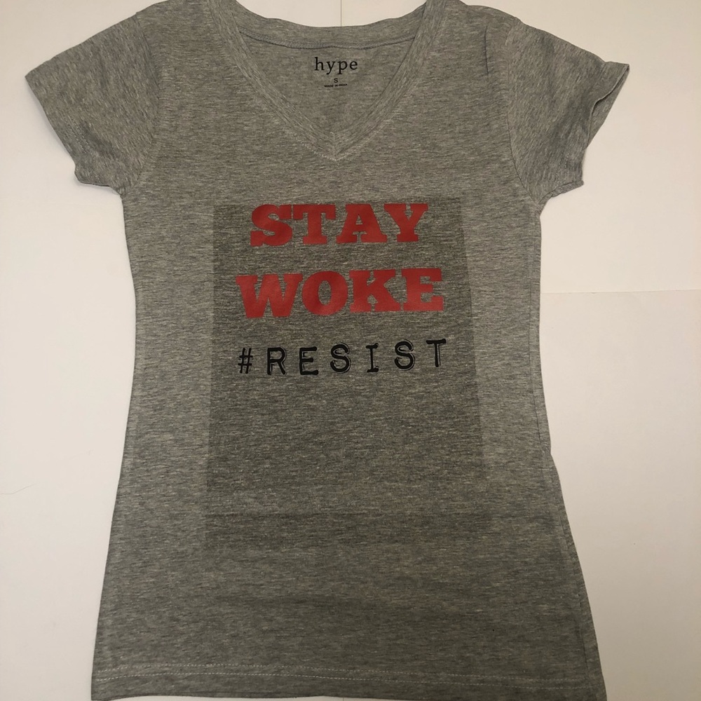 Gray stay woke resist t-shirt